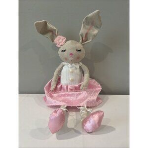 Ballerina Bunny Rabbit 26" Weighted Shelf Sitter Stuffed Floppy Doll Pearls Pink